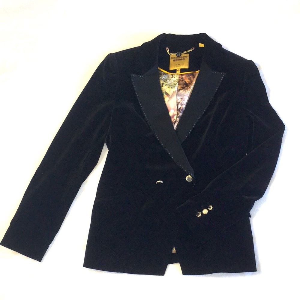 Ted Baker black velvet blazer jacket worn 2x